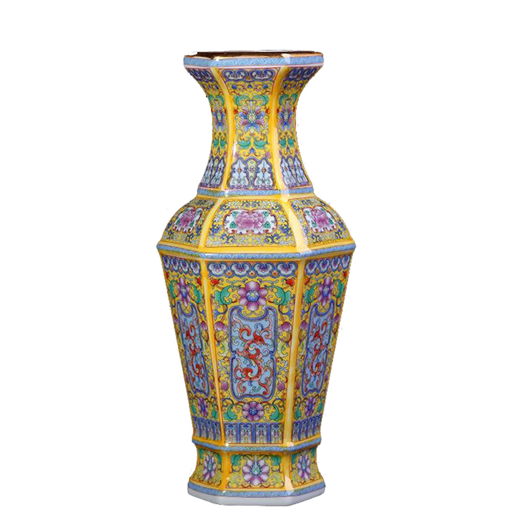 Handmade Jingdezhen Ceramic Vase - Large Chinese Porcelain Floor Vase for Living Room Decor | Antique Oriental Yellow Flower Vase | Perfect for Home, Office & Wedding Centerpiece Decorations