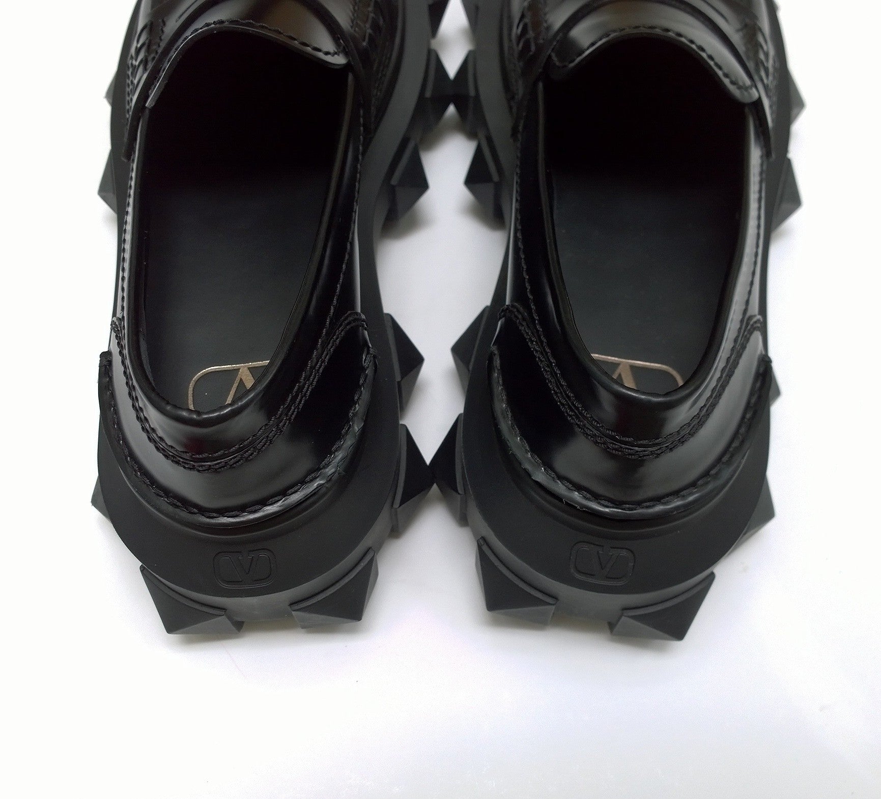 Valentino Trackstud Beatle Studs Black Leather Platform Loafers - Women's Luxury Designer Shoes for Casual & Office Wear - Perfect for Parties, Work & Special Occasions