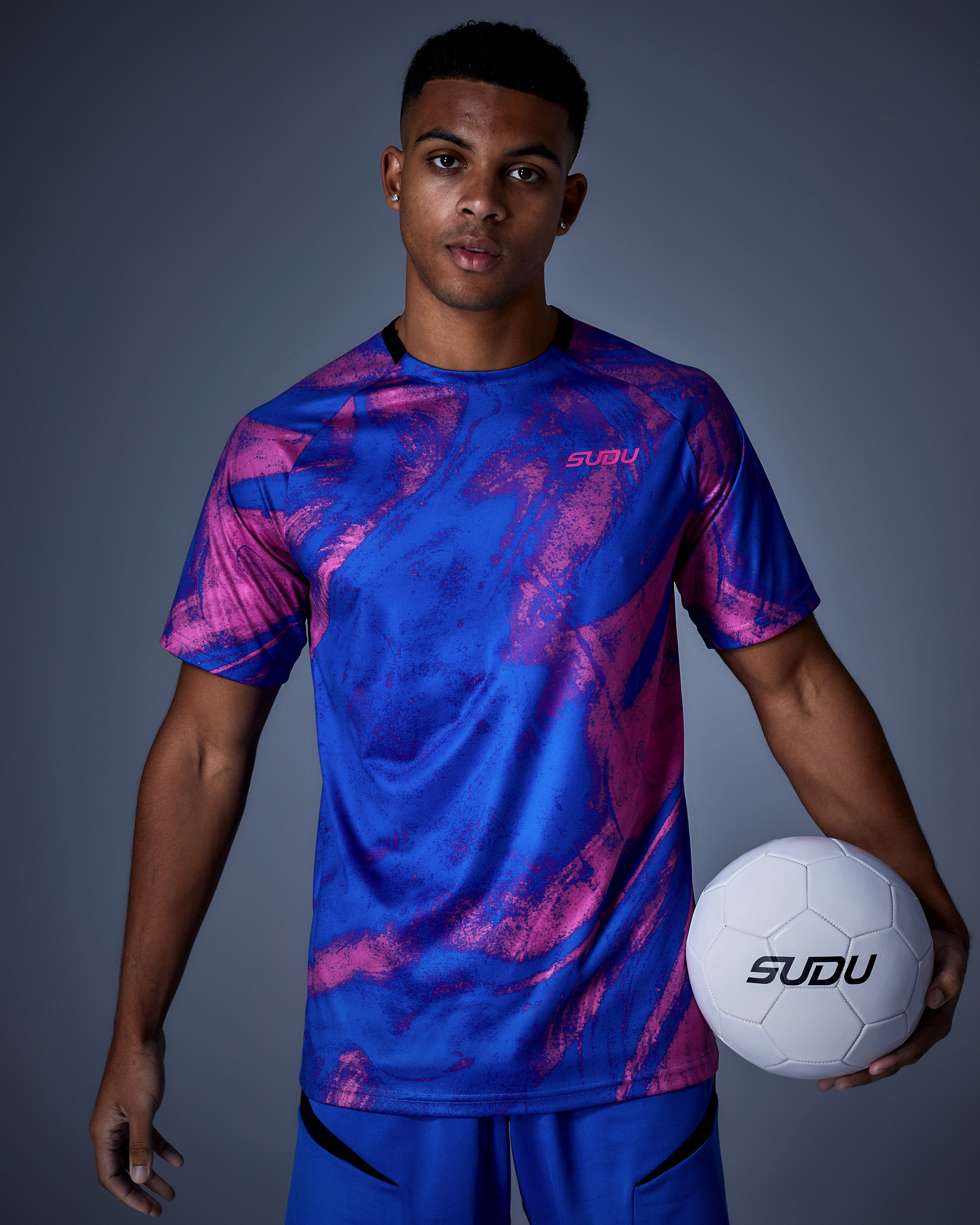 SPTP 01 Performance Training T-Shirt for Men & Women - Moisture Wicking Workout Shirt in Blue & Pink - Perfect for Gym, Running & Fitness Activities
