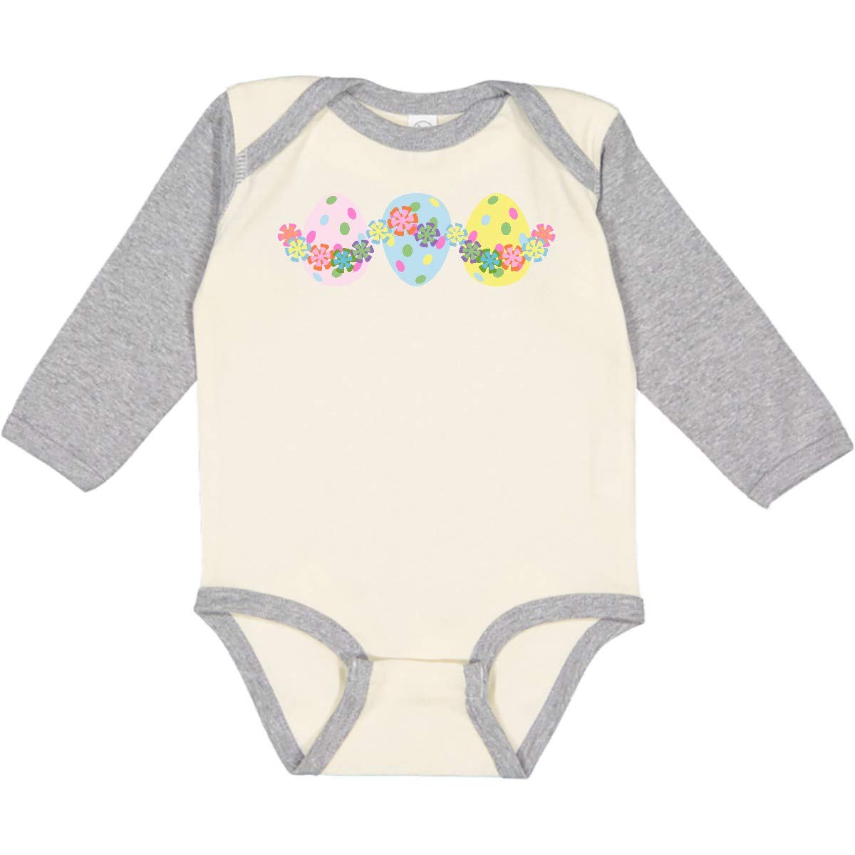 Inktastic Easter Eggs 'N Garland Long Sleeve Baby Bodysuit - Cute Holiday Outfit for Easter Photos, Family Gatherings & Spring Celebrations