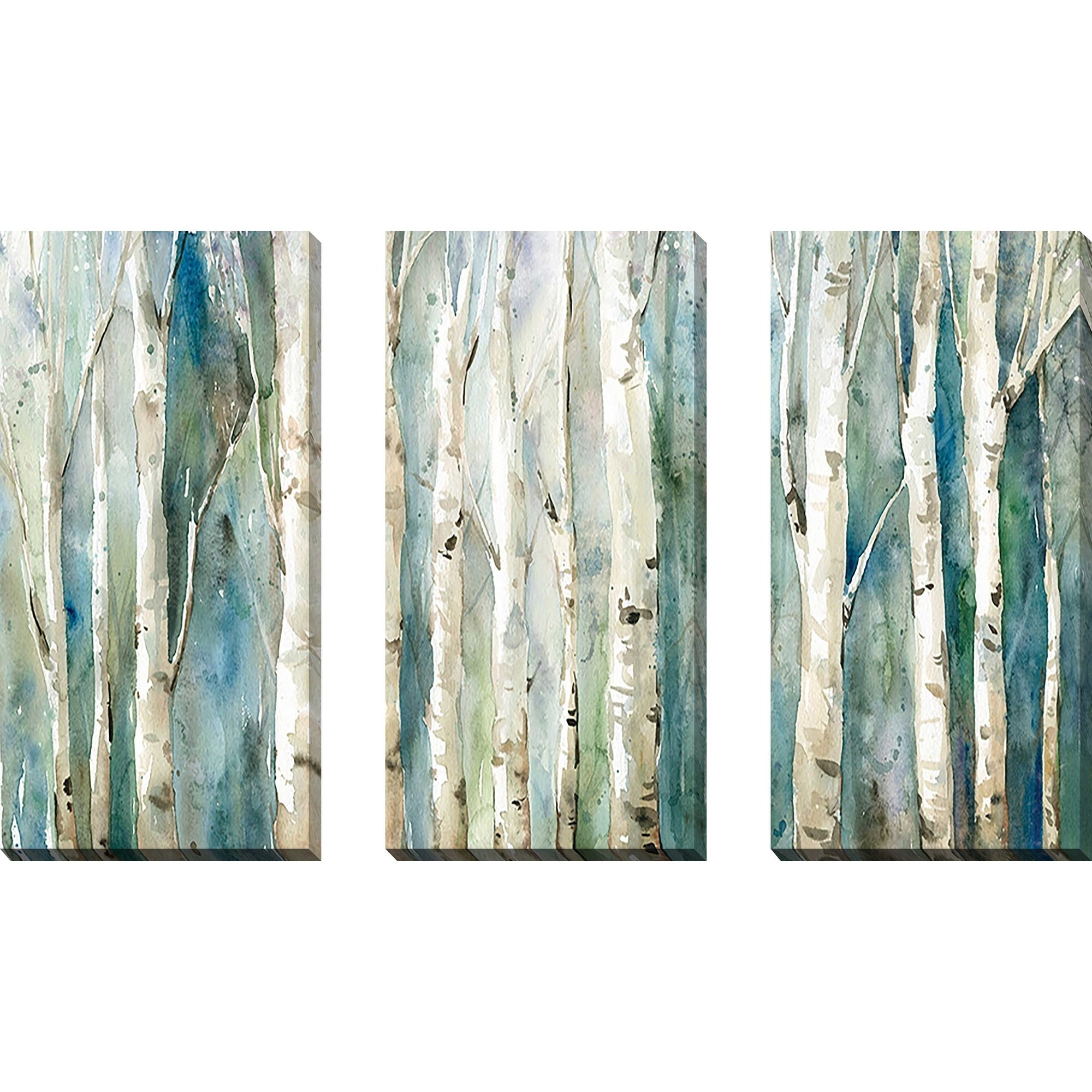 Birch River Walk 3-Piece Canvas Wall Art Set - Nature Landscape Painting for Living Room, Bedroom & Office Decor