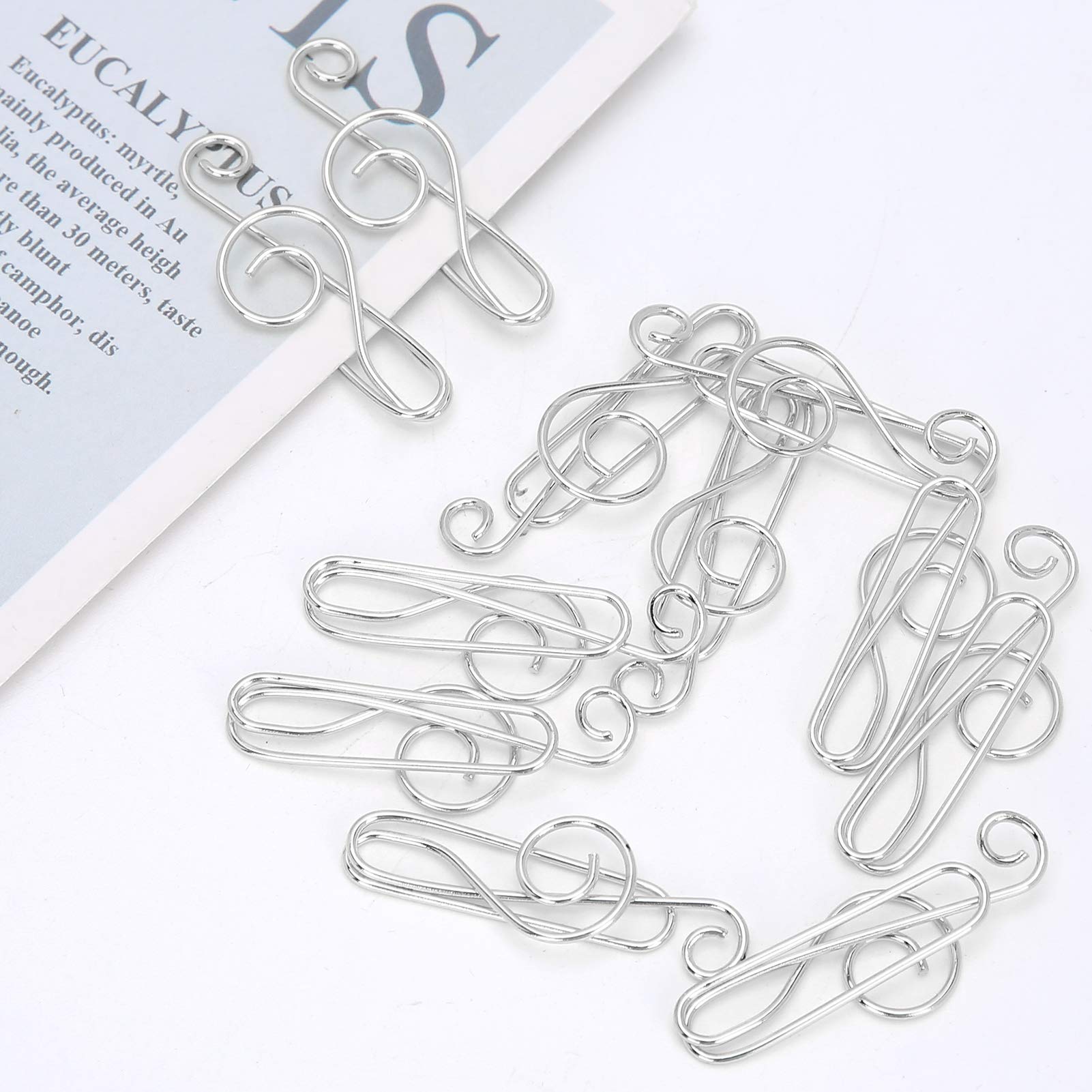 20Pcs Musical Note Paper Clips - Decorative Silver Page Markers for Books, Planners & File Organization | Cute Music Shape Bookmarks for Students, Office & Gift Giving