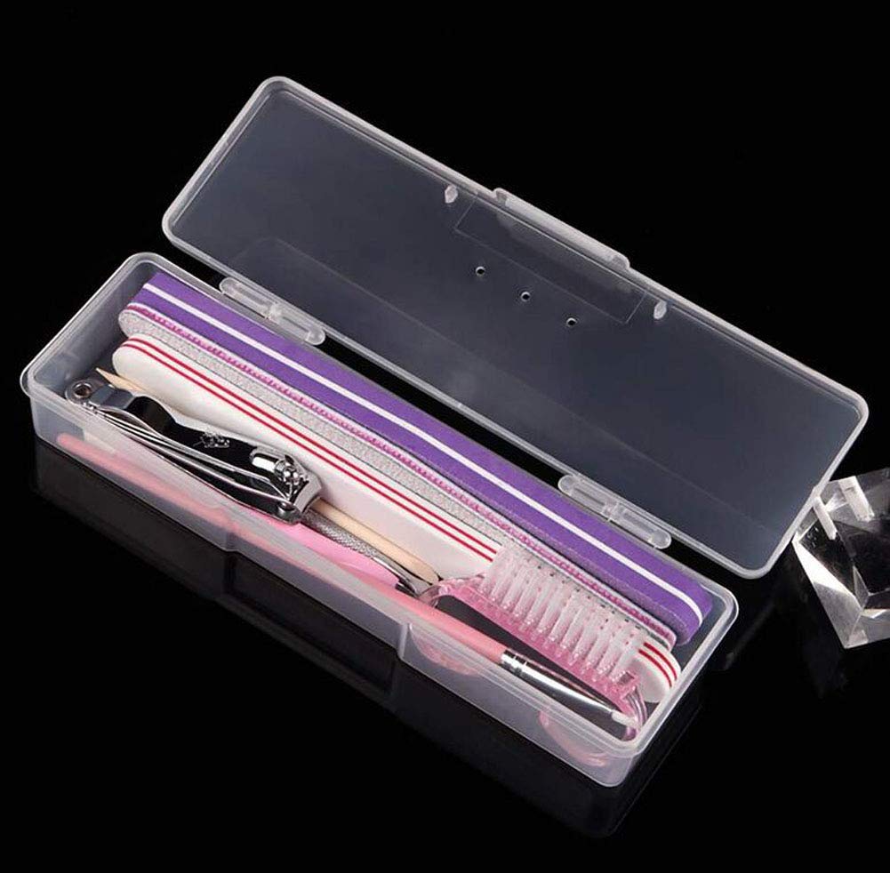 2 Pack Clear Plastic Storage Box - Multifunctional Organizer for Nail Art Tools, Office Supplies & Manicure Accessories | Stackable Rectangular Container for Home, Salon & Workplace Organization