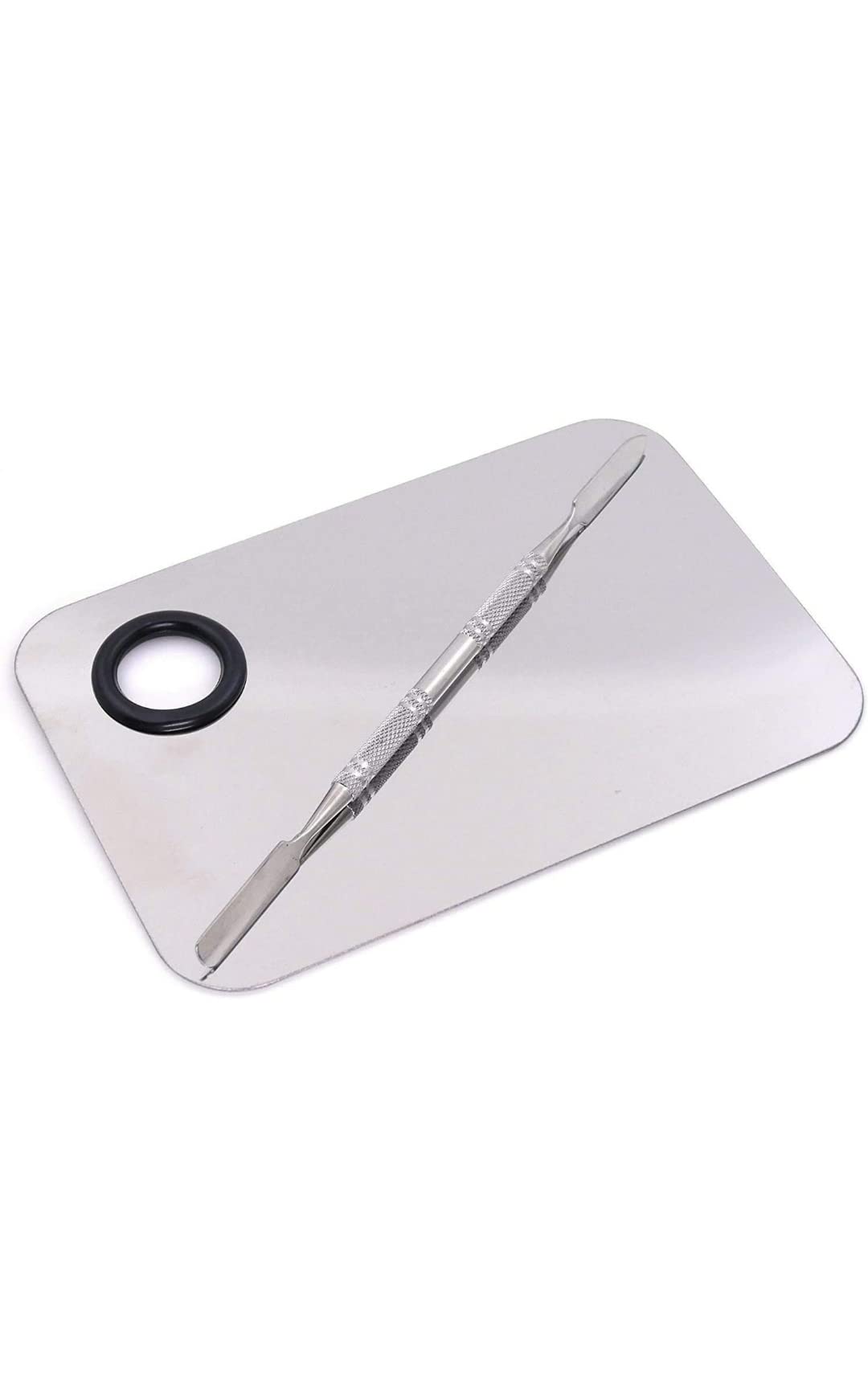 Professional Stainless Steel Cosmetic Mixing Palette with Spatula - Salon-Grade Makeup & Nail Art Tool for Beauty Artists (Square) - Perfect for Mixing Creams, Foundations & Nail Colors in Salons & Home Studios