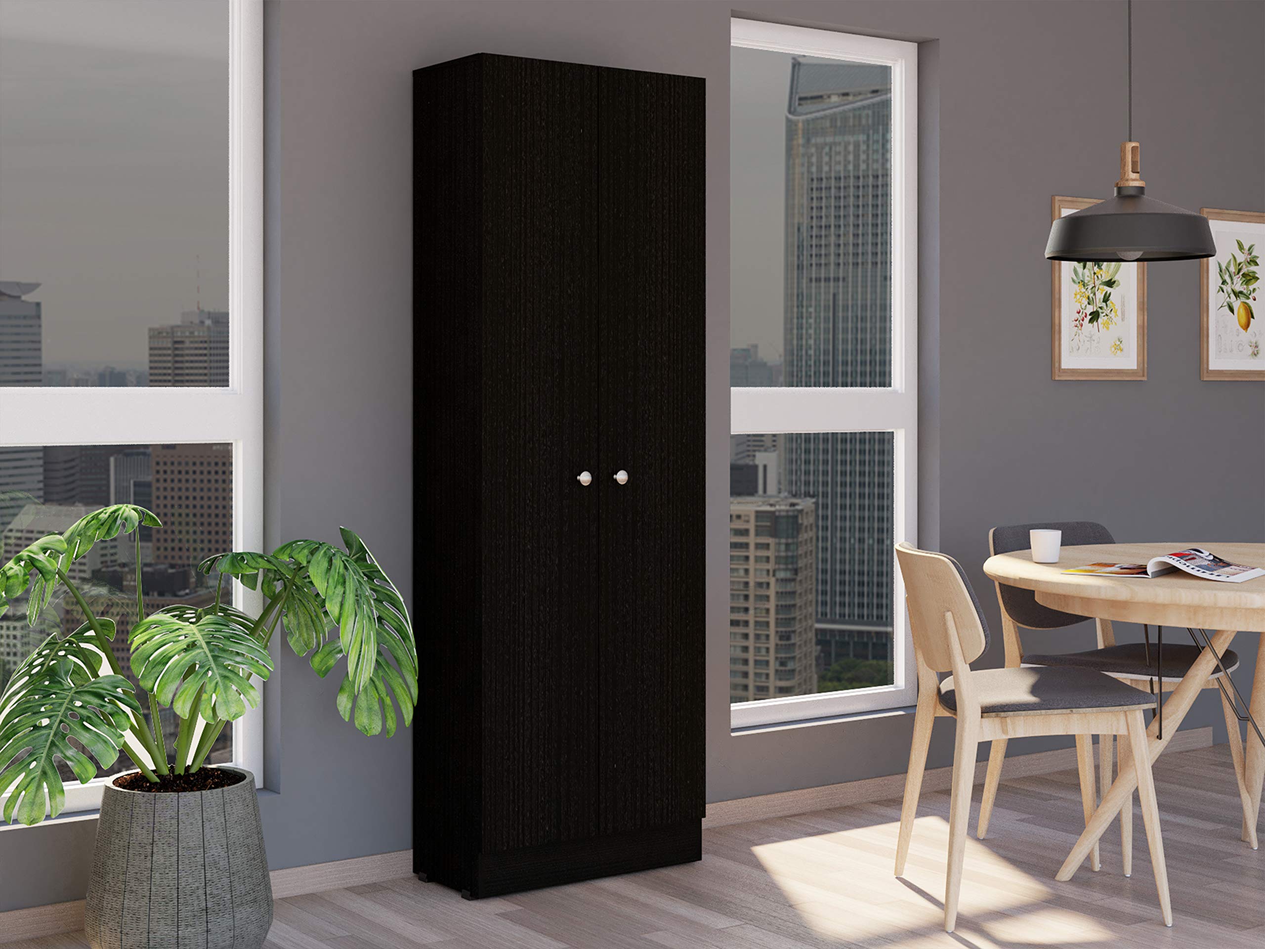 Tuhome 71-inch Multistorage Kitchen Cabinet with 5 Shelves, Espresso Finish - Perfect for Pantry Organization, Small Kitchen Storage & Dining Room Decor