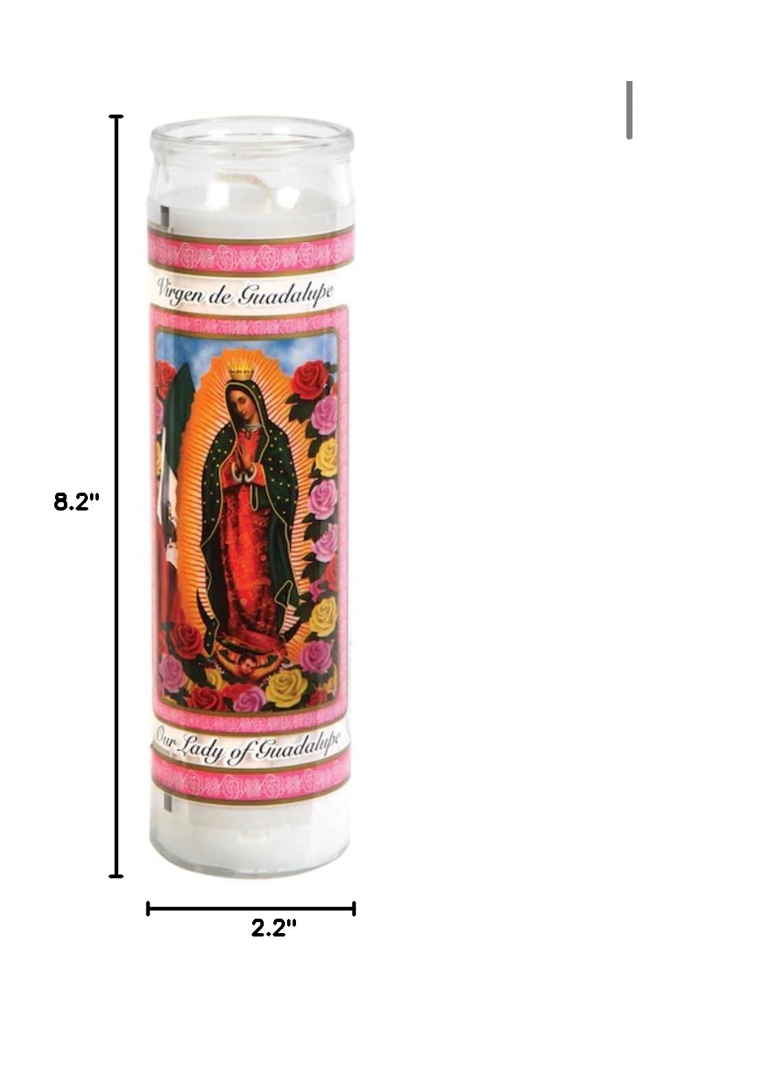 Our Lady of Guadalupe 8-Inch Glass Prayer Candles - Devotional Religious Candles for Home Altar, Church Worship & Spiritual Blessings
