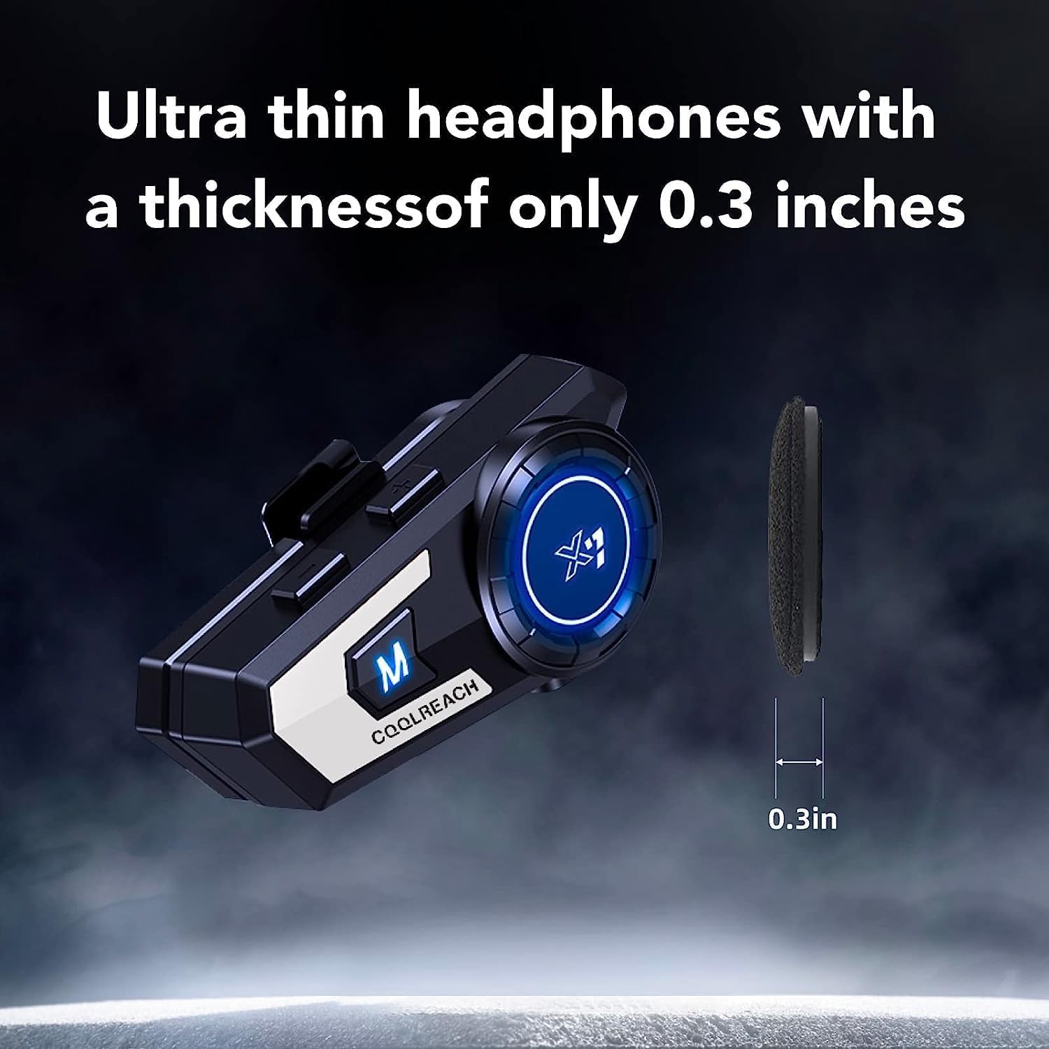 Motorcycle Helmet Bluetooth Headset with CVC Noise Cancellation & 90H Playtime - Ultra-Thin Wireless Earbuds for Motorcycle Riding, Skiing & Outdoor Sports - Stereo Music & Auto Answering