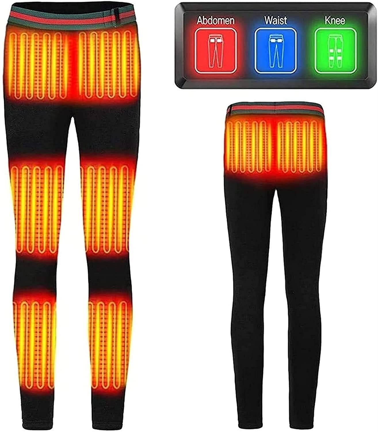 USB Heated Pants for Men & Women - 8-Zone Winter Heating Pants with 5V Power - Outdoor Thermal Pants for Skiing, Hiking & Cold Weather (Black, XX-Large)