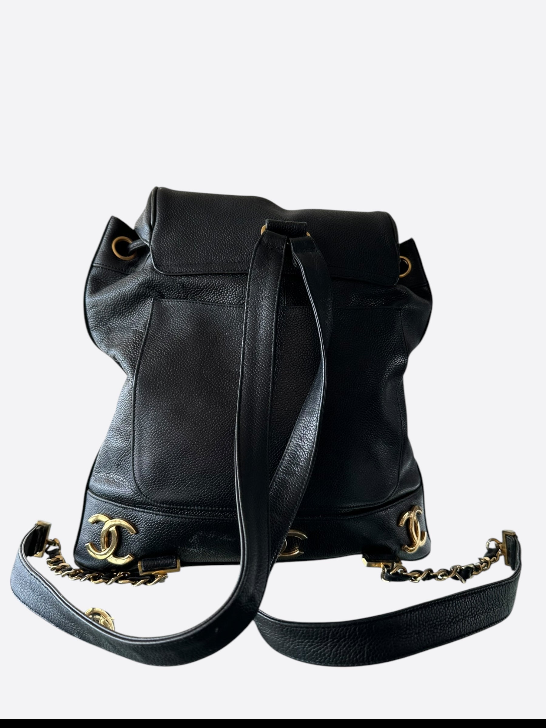Chanel Black & Gold CC Logo Mini Backpack - Luxury Designer Crossbody Bag for Women | Perfect for Evening Parties, Travel & Fashion Accessories