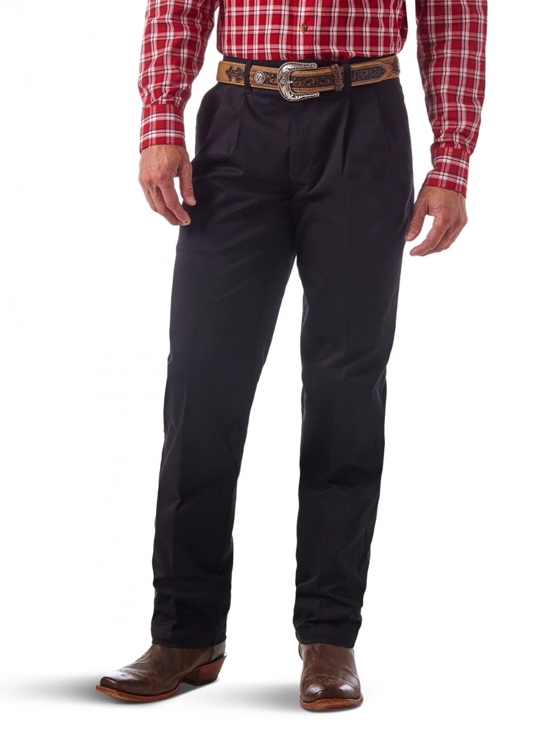Wrangler Men's Pleated Front Casual Pants - Comfortable Stretch Fit for Work, Travel & Everyday Wear | Classic Khaki & Denim Styles