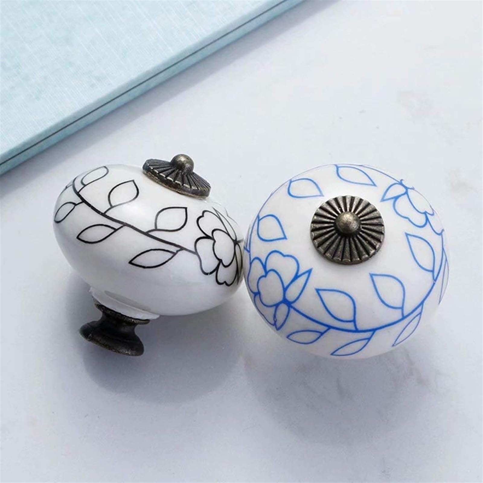 Ceramic Cabinet Knobs and Drawer Pulls - 10 Pack, Round Kitchen Cabinet Handles, Creative Wardrobe Door Knobs, Fashion Furniture Hardware for Dressers & Cabinets (Style C) - Perfect for Home Kitchen, Bathroom, and Bedroom Storage Organization