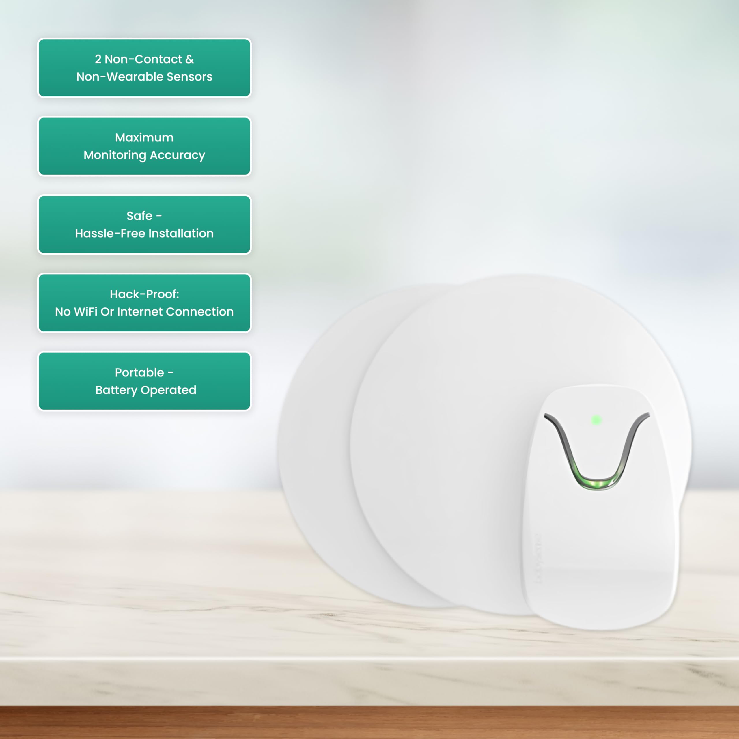 Babysense 7 Baby Sleep Breathing Movement Monitor for Newborns & Infants - Non-Wearable, No WiFi, Non-Contact with 2 Under-Mattress Sensors - Full Crib Coverage Baby Monitor - Perfect for Nursery, Daycare & Travel Use (FSA Eligible)