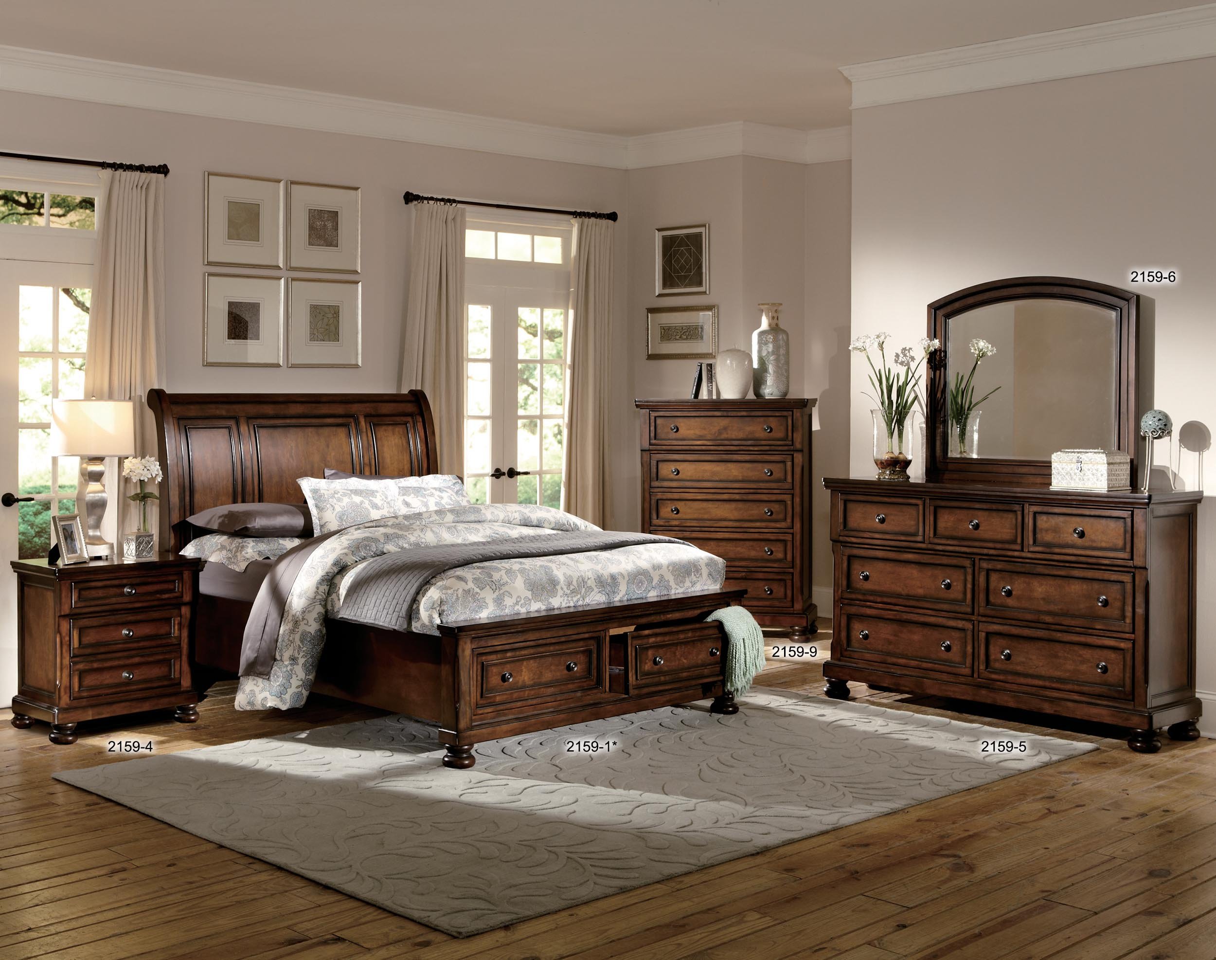 Homelegance Cumberland 2-Drawer Nightstand, Cherry Finish - Modern Bedside Table with Storage for Bedroom, Living Room or Guest Room