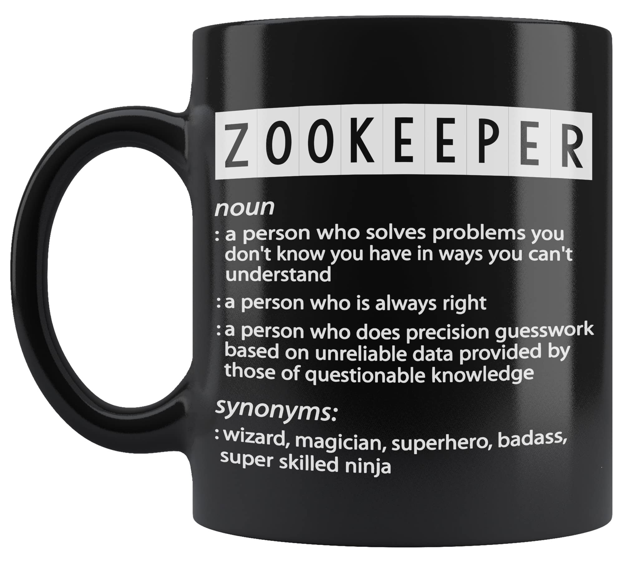 Funny Zookeeper Definition Mug - 11Oz Black Coffee Cup with Humorous Zoo Keeper Quote | Perfect Gift for Animal Lovers & Zoo Enthusiasts