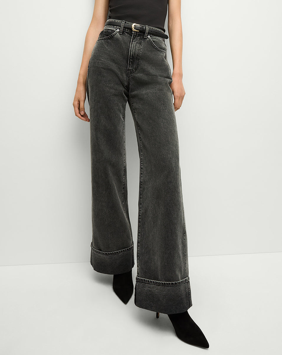 Taylor Cuffed Wide Leg Jeans for Women - High Waist Distressed Denim Pants - Casual & Comfortable Stretch Jeans for Everyday Wear, Work, and Weekend Outfits
