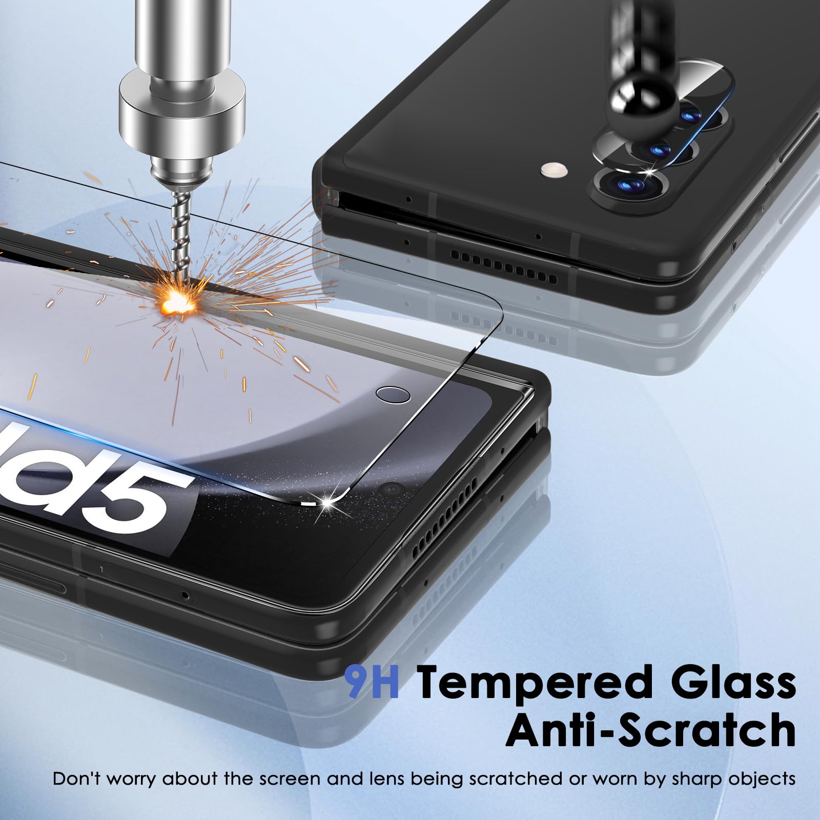 6 Pack Samsung Galaxy Z Fold 5 Screen Protector Set - Tempered Glass Front Screen Protector + Inner TPU Film + Camera Lens Protector | Anti-Scratch, Bubble-Free | Perfect for Work, Travel & Everyday Protection