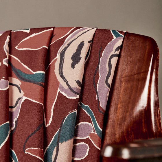 Viscose Fabric with Lenzing™ EcoVero™ Fibers - Atelier Brunette Peony Rust - Perfect for Dresses, Blouses & Sustainable Fashion Projects