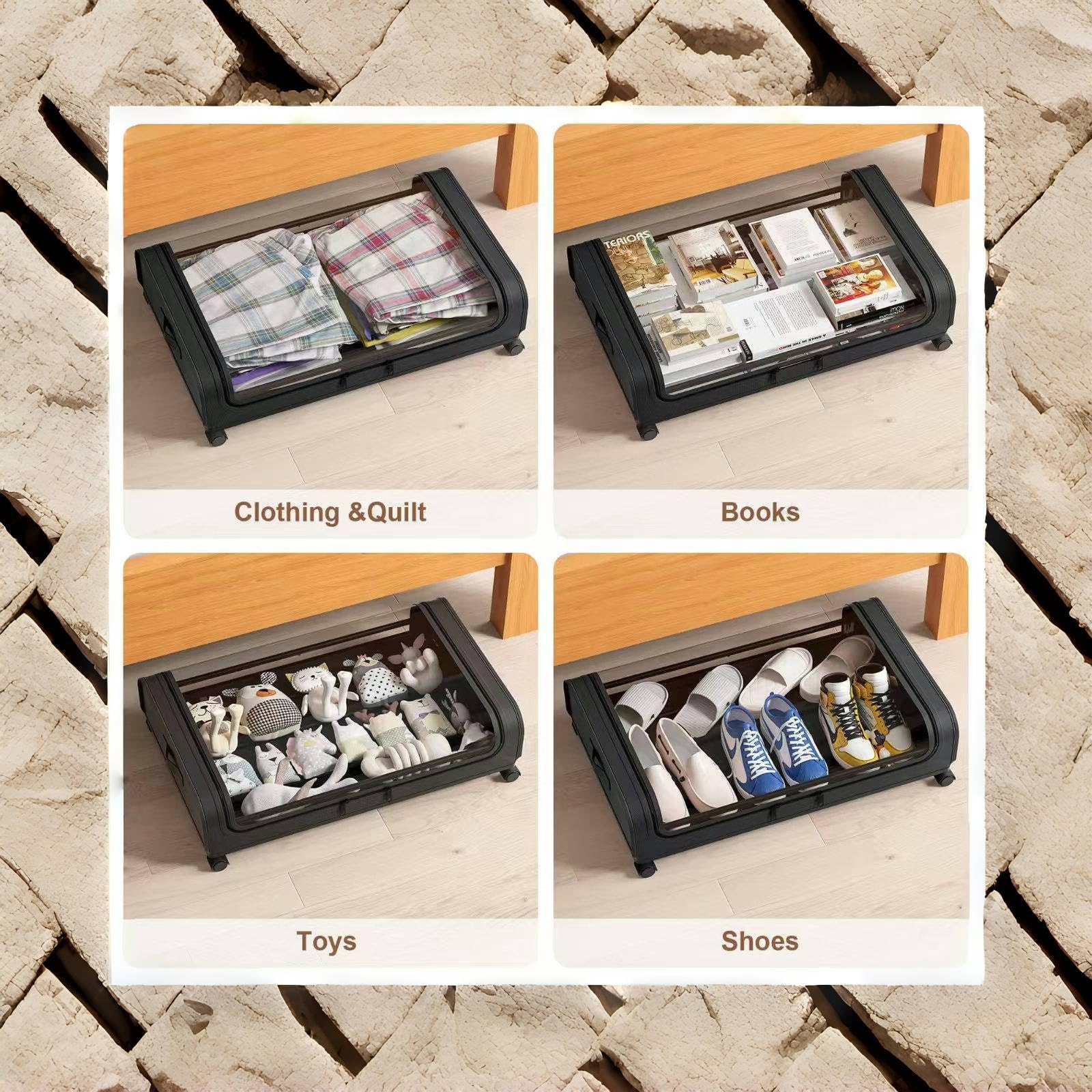 Plastic Storage Box Organizer for Clothes, Books & Home - Multi-Purpose Storage Container with Lid (Gray) - Perfect for Closet, Office & Kids Room Organization