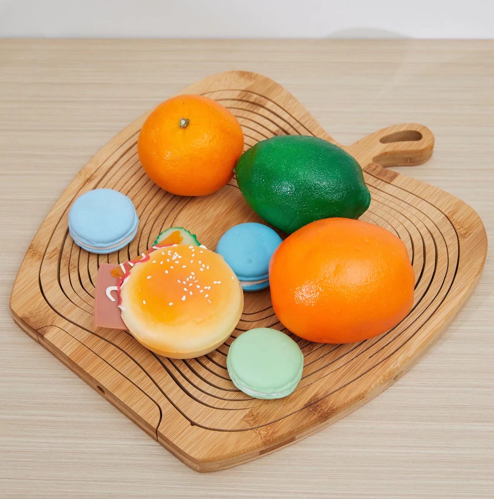 Foldable Bamboo Fruit Basket - Apple Shaped Collapsible Dried Fruit, Nuts & Candy Bowl | Wooden Snack Box for Kitchen Counter, Dining Table & Party Serving | Perfect for Fruits, Bread, Snacks & Gift Giving