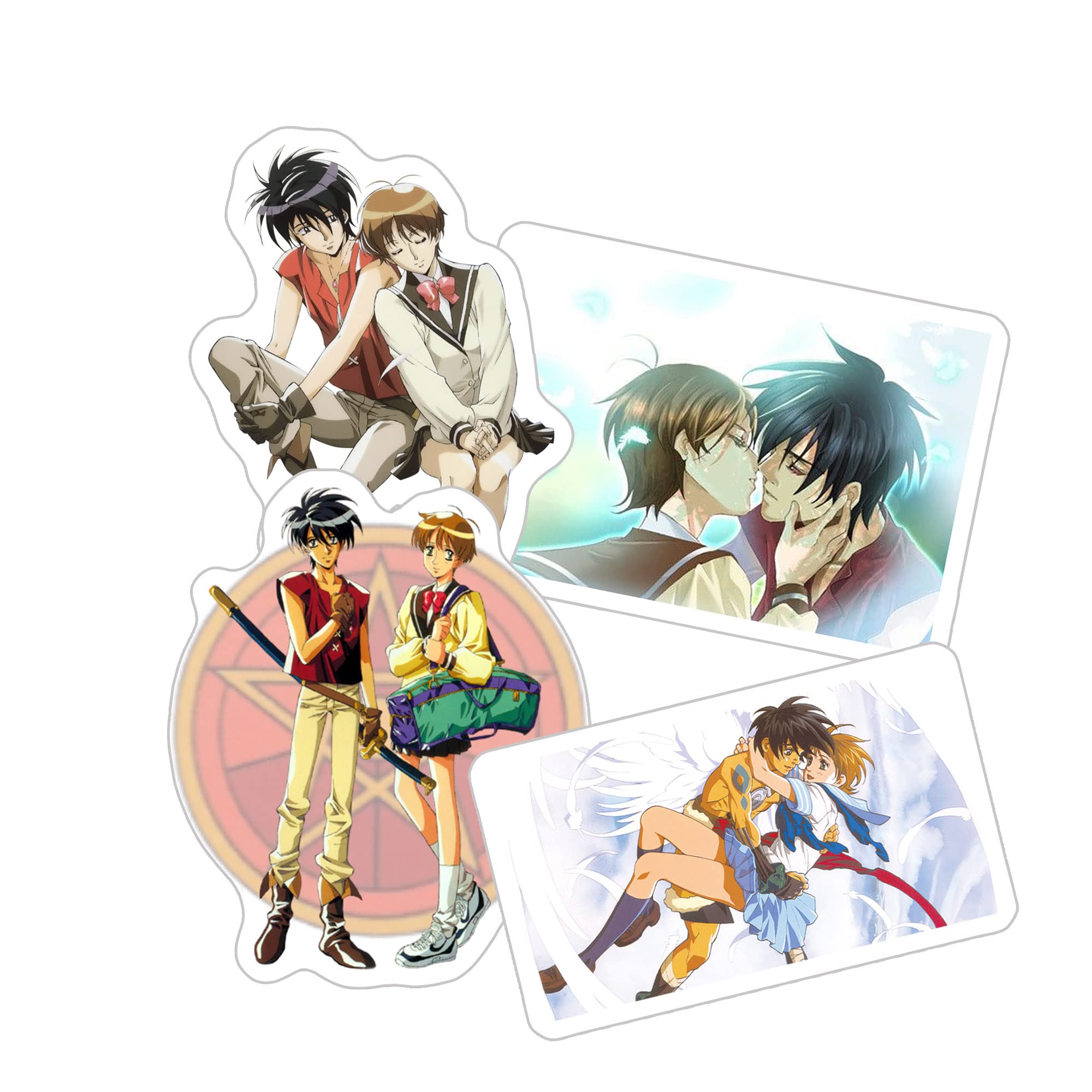 Escaflowne Hitomi Kanzaki & Van Fanel Anime Couple Stickers - 4 Pack (6 Inch) for Water Bottles, Laptops, Phones, Skateboards & Cars - Perfect for Anime Fans & Collectors