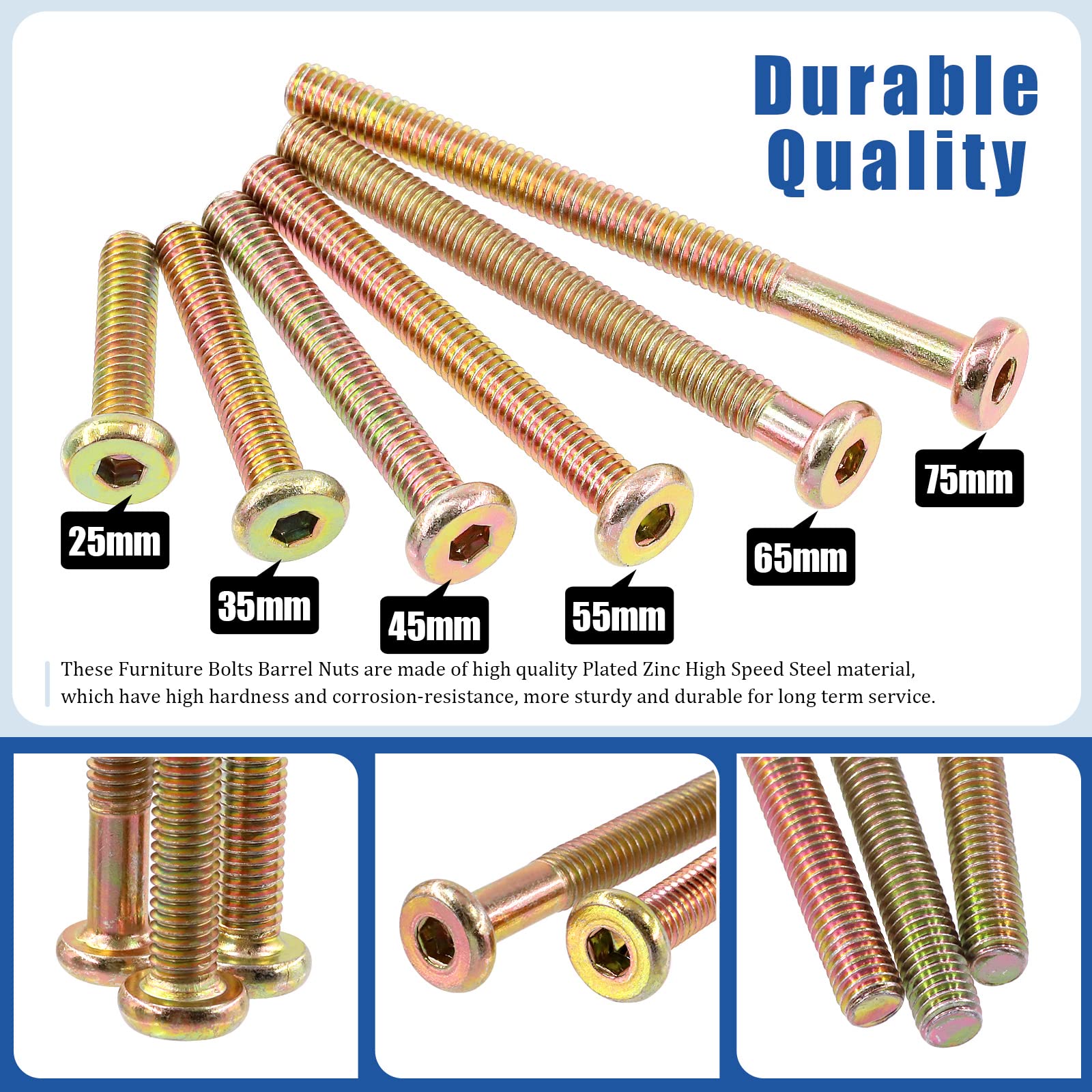 Glarks M6 Baby Crib Screws Kit - 253Pcs with Nuts & Washers for Furniture Assembly