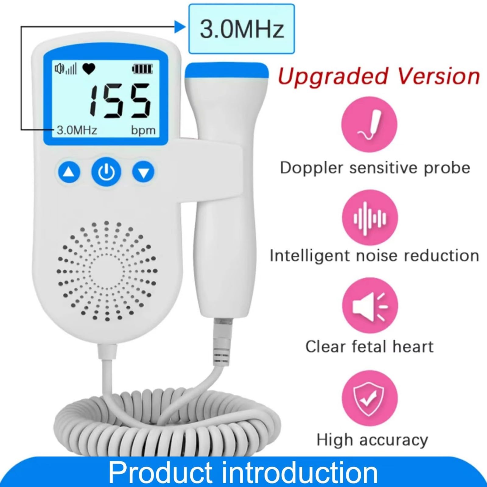 SUUVKING Portable Fetal Heartbeat Doppler Monitor - Easy-to-Use Pregnancy Accessory for Home & Travel | Baby Heartbeat Bag for Expecting Moms | Perfect for Prenatal Bonding & Doctor Appointments