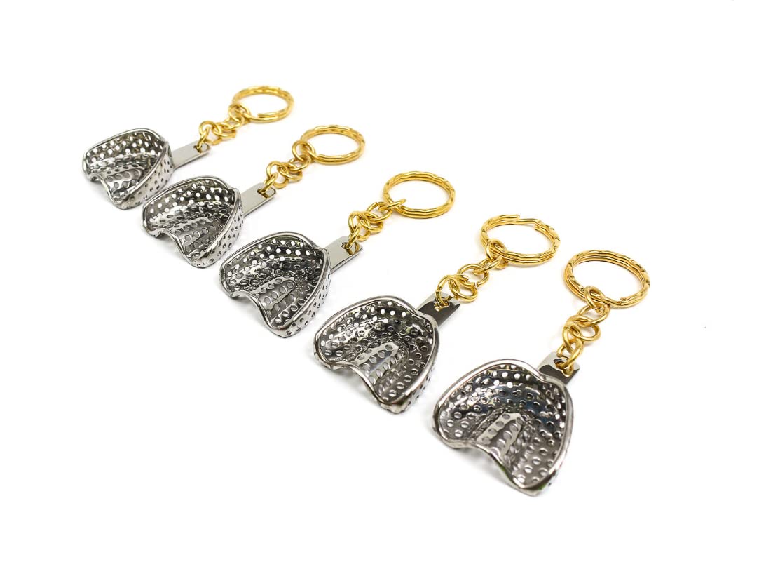 Dental Keychain Set of 5 - Professional Dentist, Hygienist & Dental Student Gifts - Perforated Impression Tray Design Keychains - Perfect for Office, Clinic & Graduation Gifts