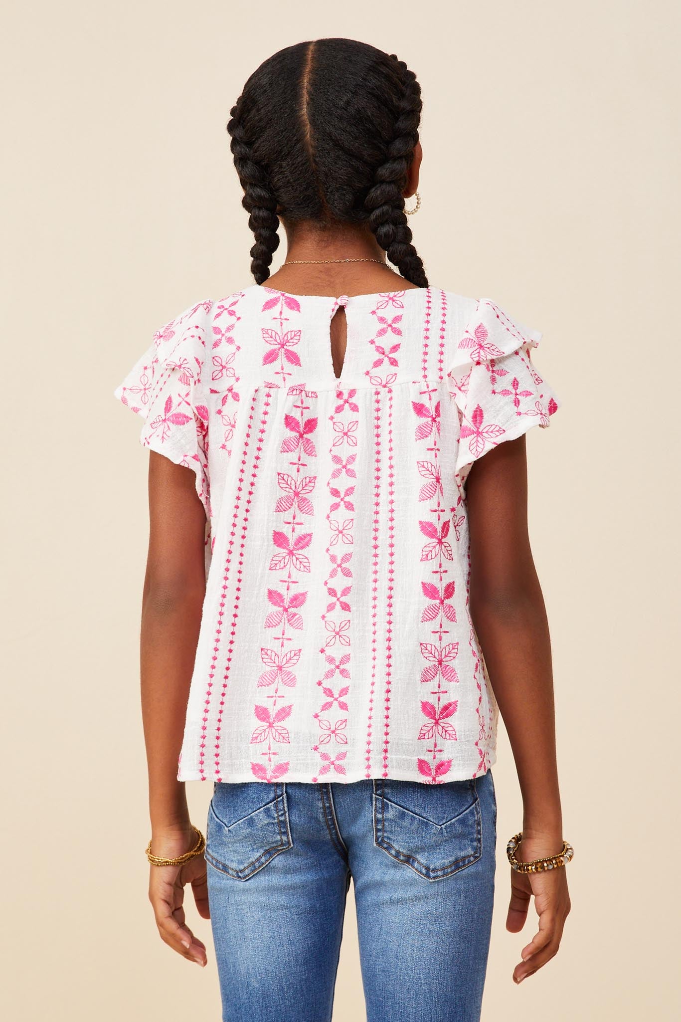Stylish Botanical Embroidered Layered Ruffle Blouse for Women | Floral Print Summer Tops | Perfect for Casual Outings, Date Nights & Office Wear