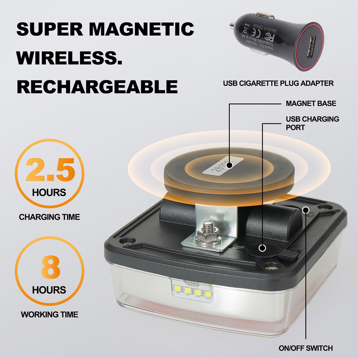 2024 Upgraded Rechargeable Magnetic LED Trailer Light Kit - Waterproof Wireless Tow Lights for Trucks & Trailers with Anti-Lost Rope | Perfect for Night Towing, Boat Trailers, Camping & Roadside Emergencies