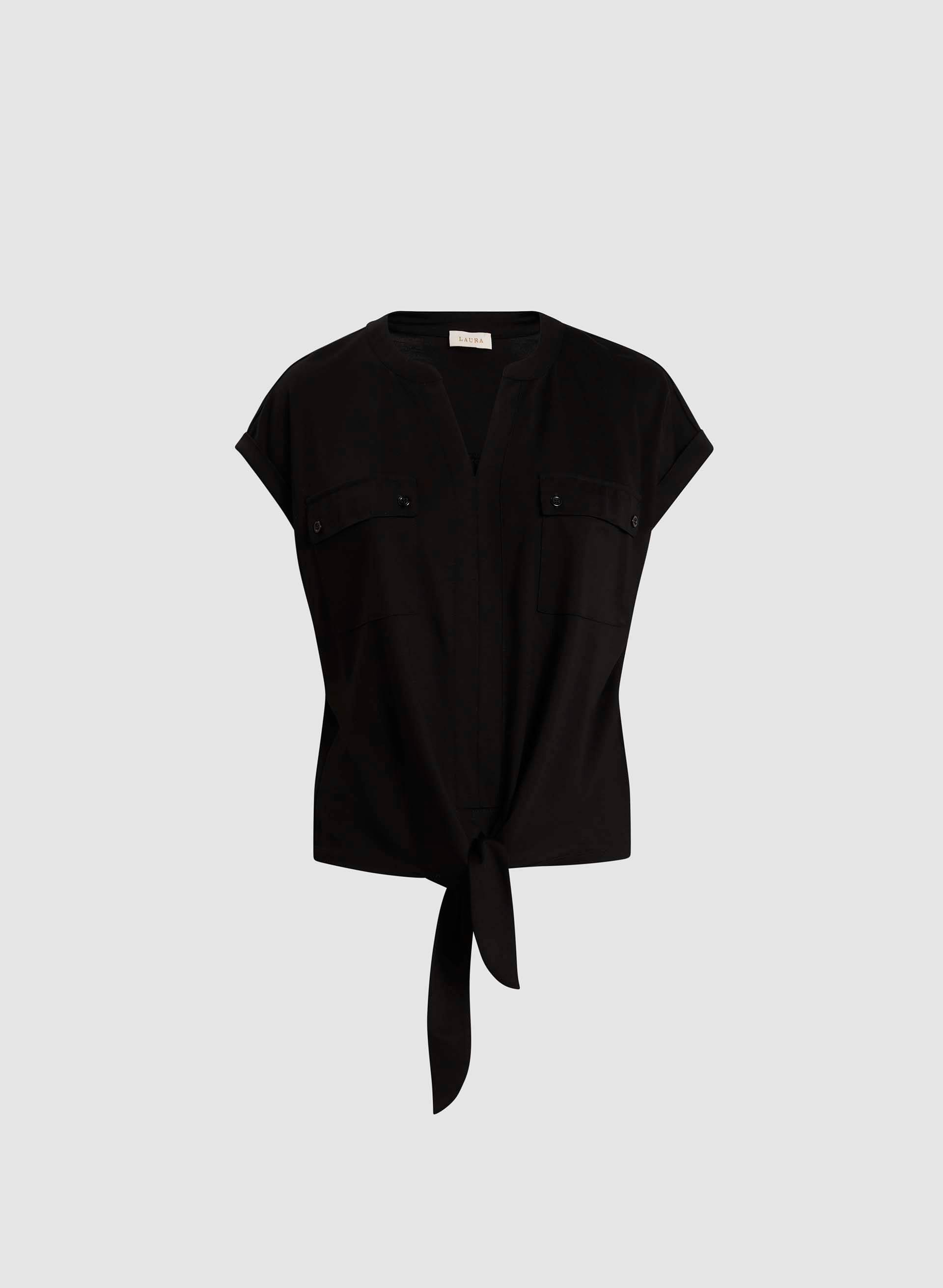 Stylish Flap Pocket Detail Top for Women - Trendy Casual Blouse for Everyday Wear, Office & Outings