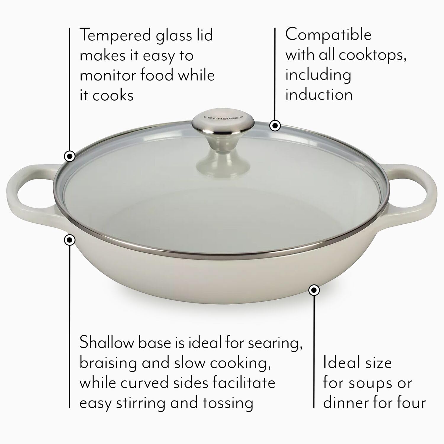 Le Creuset 3.5 qt. Buffet Casserole with Glass Lid - Sea Salt Blue | Enameled Cast Iron Dutch Oven for Baking, Roasting & Serving | Perfect for Family Dinners & Entertaining