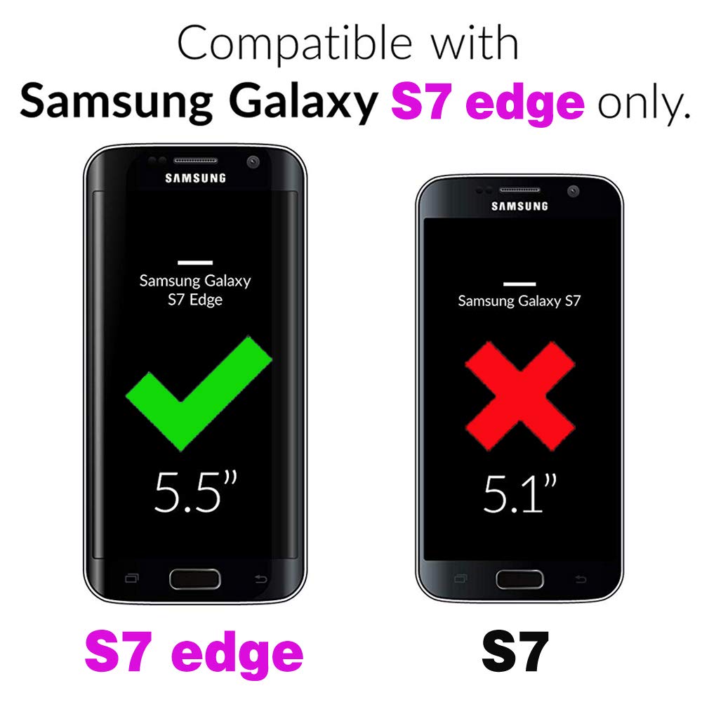Samsung Galaxy S7 Edge Wallet Case with Wrist Strap - Leather Flip Cover Card Holder & Stand - Compatible with Galaxy S7 Edge/S7 Plus/GS7 (Black) - Perfect for Work, Travel & Everyday Protection