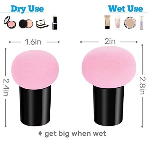 TYAGIRL Foundation Powder Puff - Premium Mushroom Makeup Sponge & Blender Brush with Handle Case for Liquid, Cream & Powder Cosmetics - Perfect for Flawless Makeup Application (Pack of 2)