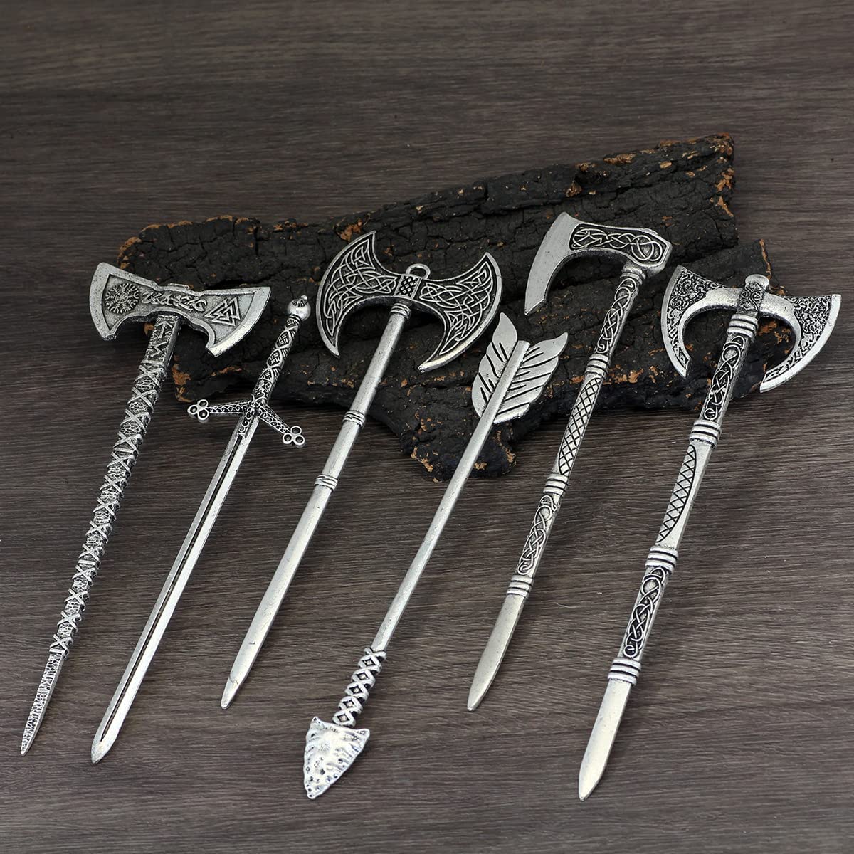 Celtic Hair Accessories for Women - 6pcs Viking Hair Sticks & Clips Set, Unique Norse Hair Jewelry Gift | Perfect for Medieval Fairs, Cosplay & Boho Fashion