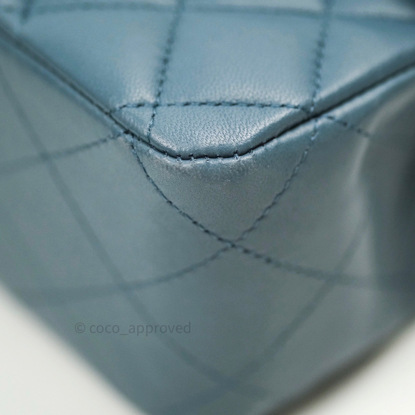 Chanel Classic M/L Lambskin Medium Double Flap Bag in Teal Blue with Silver Hardware | Luxury Designer Handbag for Women | Perfect for Date Night, Office & Special Occasions