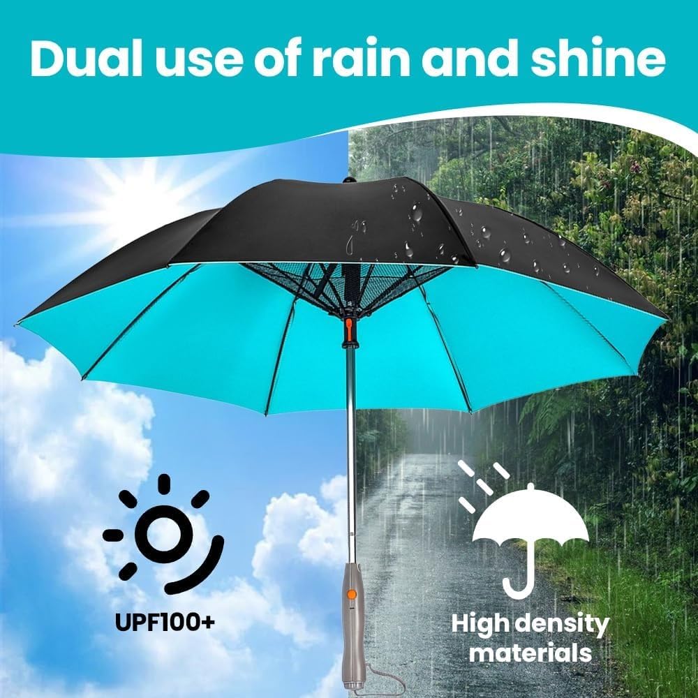 3 in 1 Cooling Umbrella with Built-in Fan & Mister - UV Protection Portable Umbrella for Outdoor Activities, Beach, Hiking, and Summer Travel
