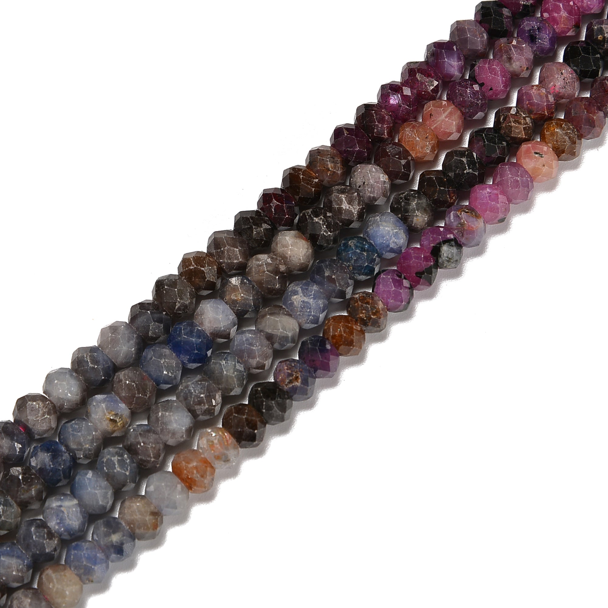 4x6mm Gradient Ruby & Sapphire Mixed Faceted Rondelle Beads - 15.5 Inch Strand for Jewelry Making, DIY Bracelets & Necklaces
