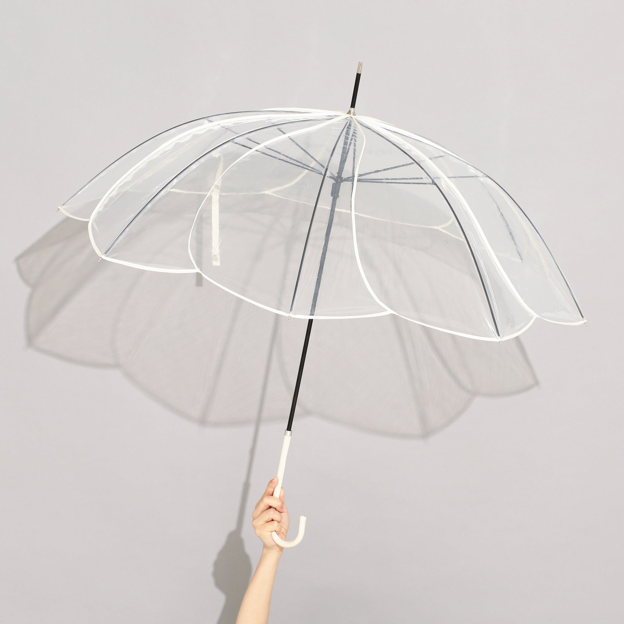 Clear Umbrella with Color Piping - 58 Inch White Windproof Travel Umbrella for Rainy Days, Outdoor Events & Commuting