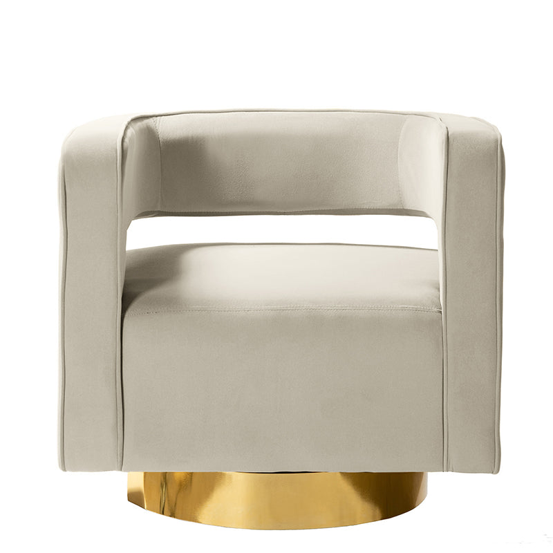 Agata Velvet Swivel Barrel Armchair - Modern Velvet Accent Chair with 360° Rotation for Living Room, Bedroom & Office