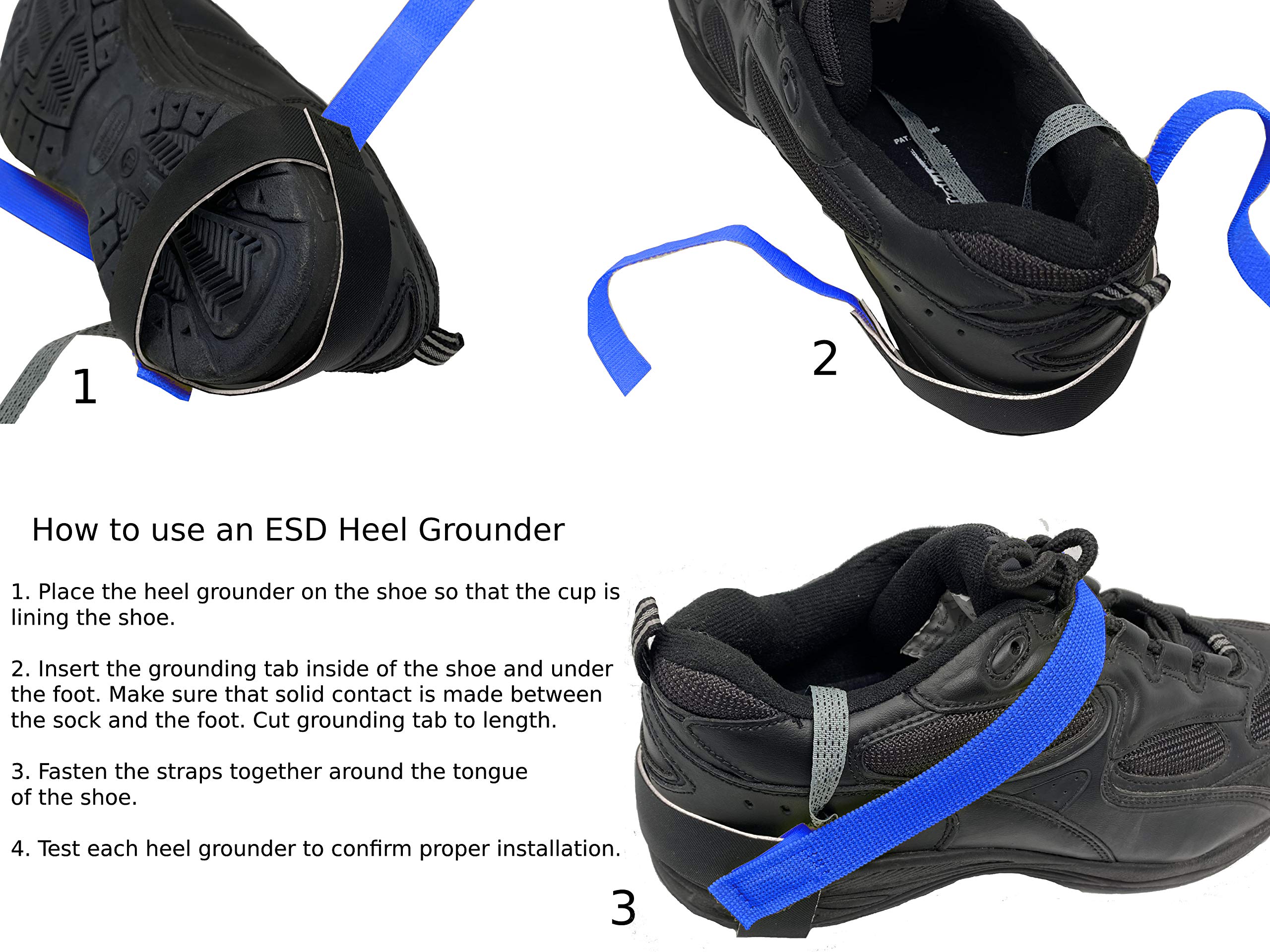 Adjustable One Size Fits All Anti Static 1M Ohm ESD Reusable Foot Heel Straps - Premium Quality for Grounding, Static Removal & Electronics Protection (20-Pack, Blue) - Ideal for Electronics Work, Laboratories & Industrial Safety