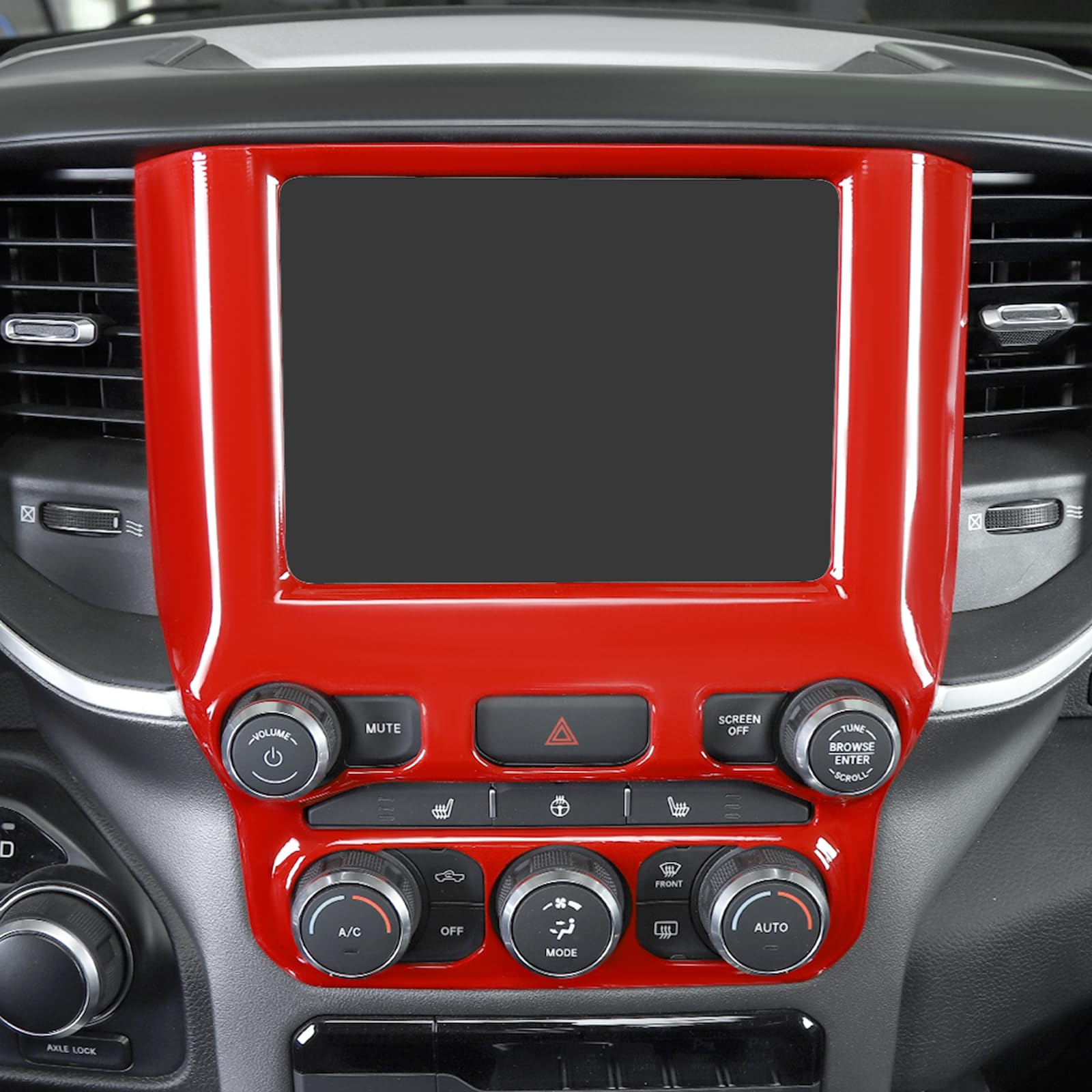 RT-TCZ Red Dash Trim AC Control Panel Cover for Dodge RAM 2018-2023 | Interior Accessories | Enhances Cabin Style & Protects Controls