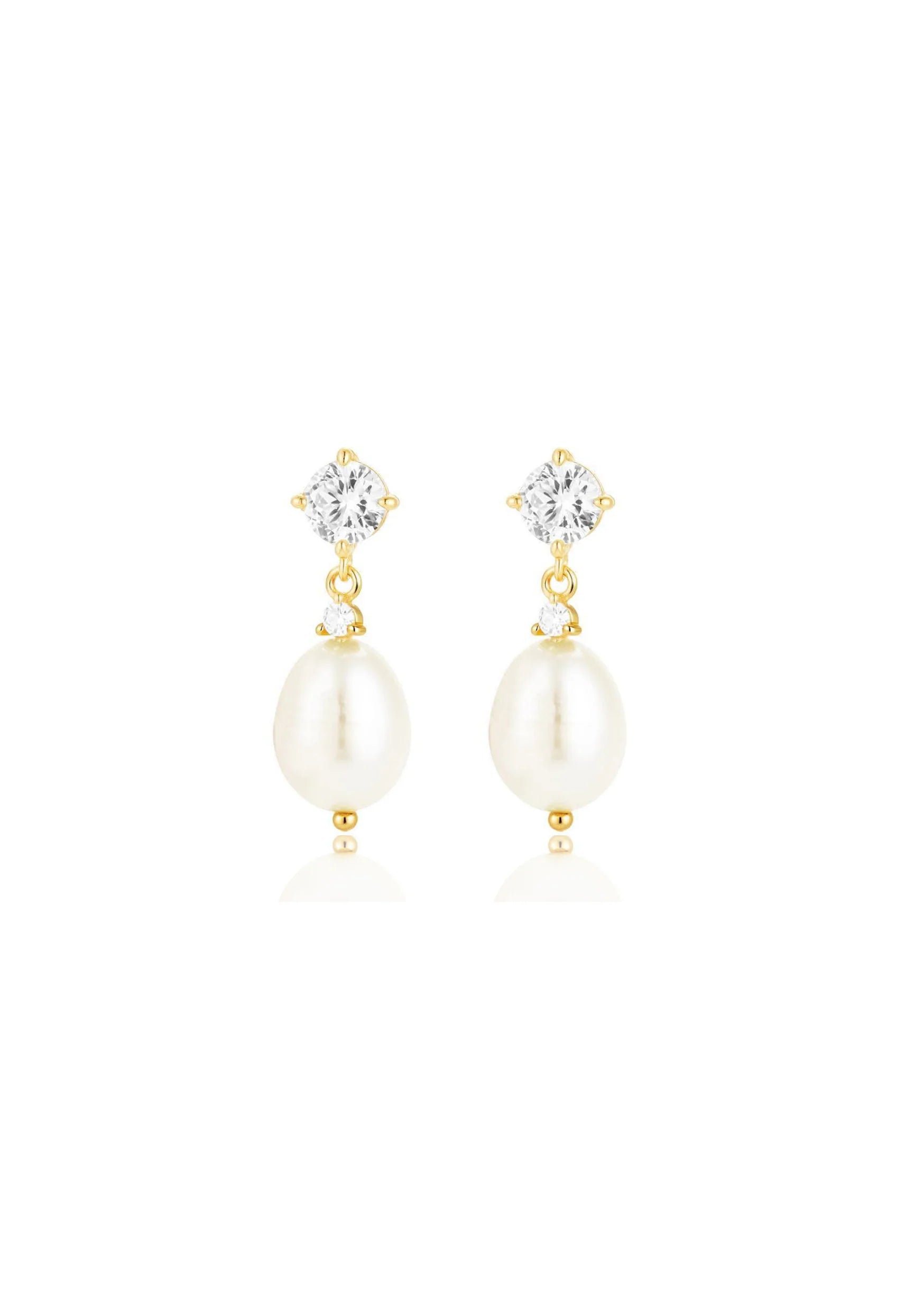 Lola Knight Brooklyn Crystal & Pearl Drop Bridal Earrings - 18K Gold Plated Wedding Jewelry for Brides, Bridesmaids & Formal Events | Elegant Dangle Earrings for Prom, Anniversary & Special Occasions