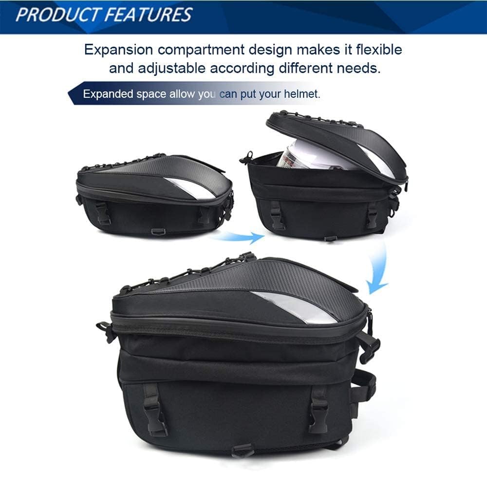 **Waterproof Motorcycle Tail Bag - Rear Seat Storage Bag with Dual Use for Sports Bikes & Helmet Storage - Perfect for Commuting, Touring & Adventure Rides**