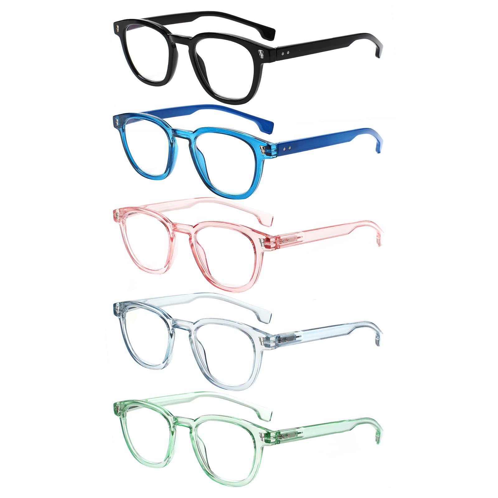 NORPERWIS 5 Pack Blue Light Blocking Reading Glasses for Women - Fashion Spring Hinge Readers with Anti-Glare for Computer, Gaming & Office Use - Perfect for Screen Time & Digital Eye Strain Relief