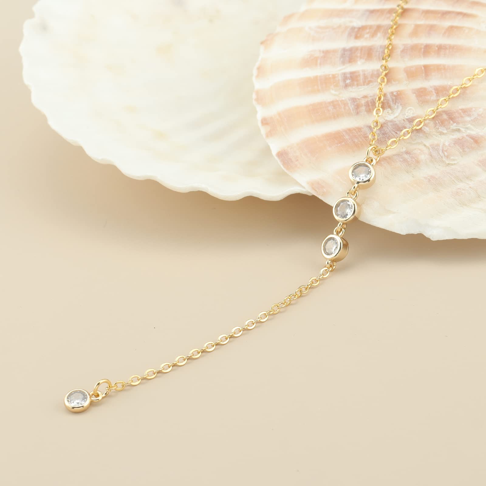 Reoxvo 14K Gold Plated Long Layered Necklace for Women - Elegant Y Necklace & Dainty Lariat Chain - Perfect for Everyday Wear, Office & Special Occasions