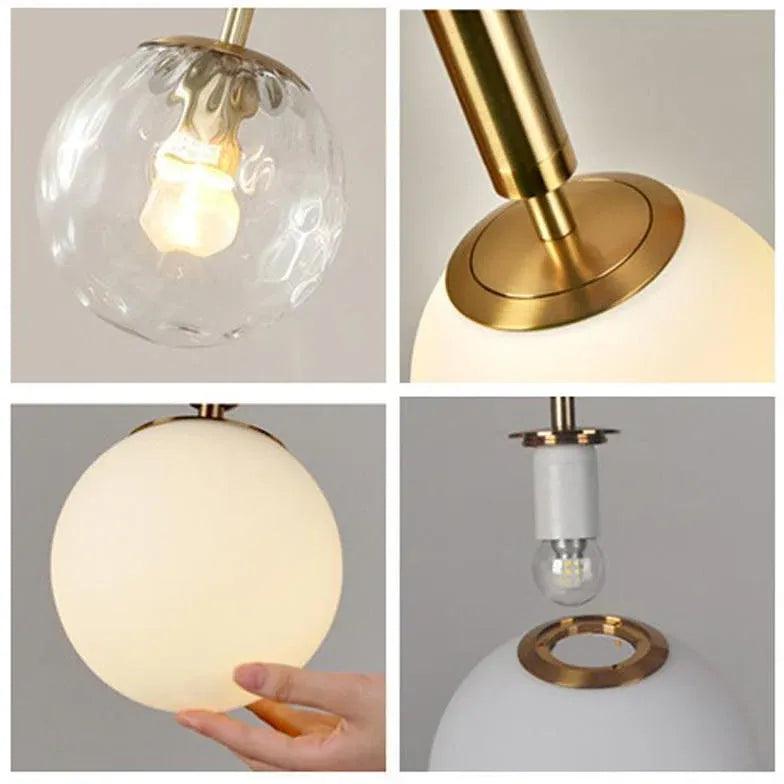 Modern Single Head Glass Ball Pendant Light - Minimalist Ceiling Fixture for Kitchen Island, Dining Room, Bedroom & Living Room Lighting