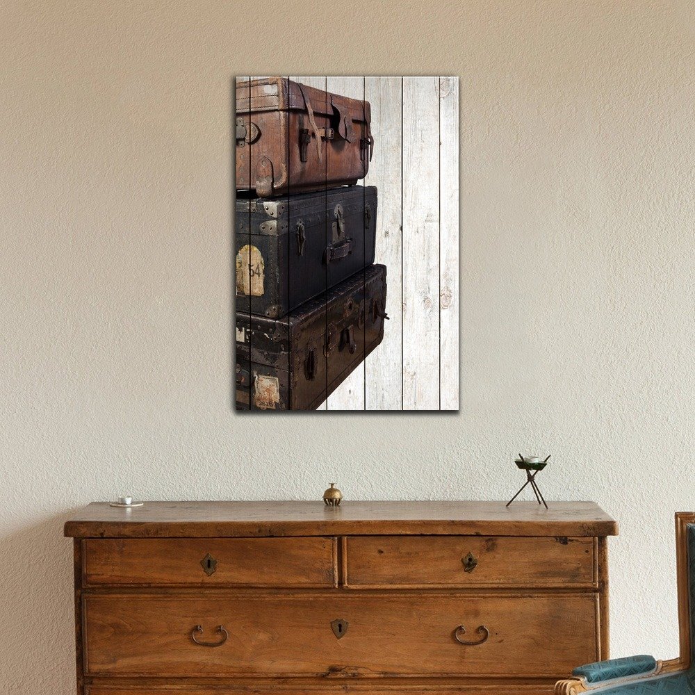 Antique Steamer Trunks Canvas Wall Art - 16x24 Inches Gallery Wrapped Ready to Hang Modern Home Decor - Perfect for Living Room, Bedroom & Office Wall Decor