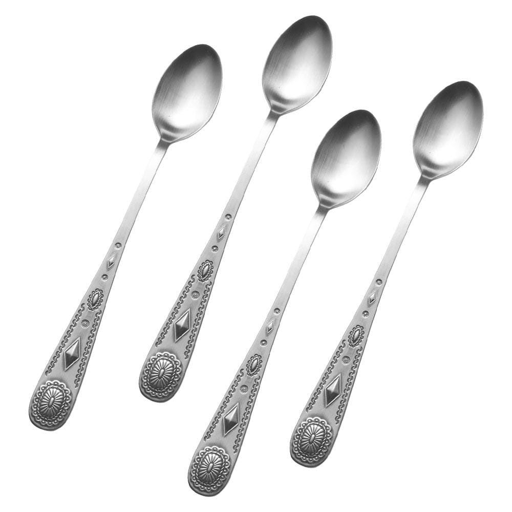 Taos Set of 4 Stainless Steel Iced Beverage Spoons - Perfect for Iced Coffee, Tea, Smoothies & Cocktails