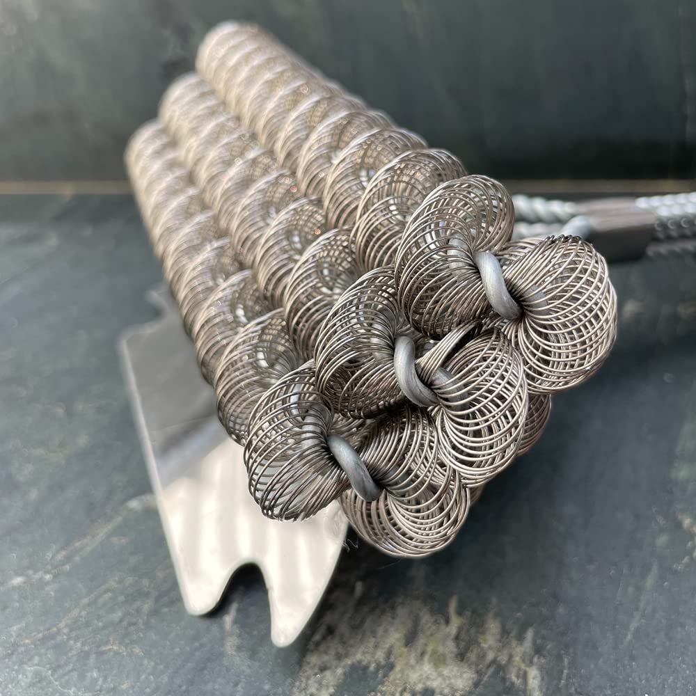 Stainless Steel Grill Brush and Scraper - Bristle-Free BBQ Cleaning Tool for Gas, Charcoal & Electric Grills - 16.5