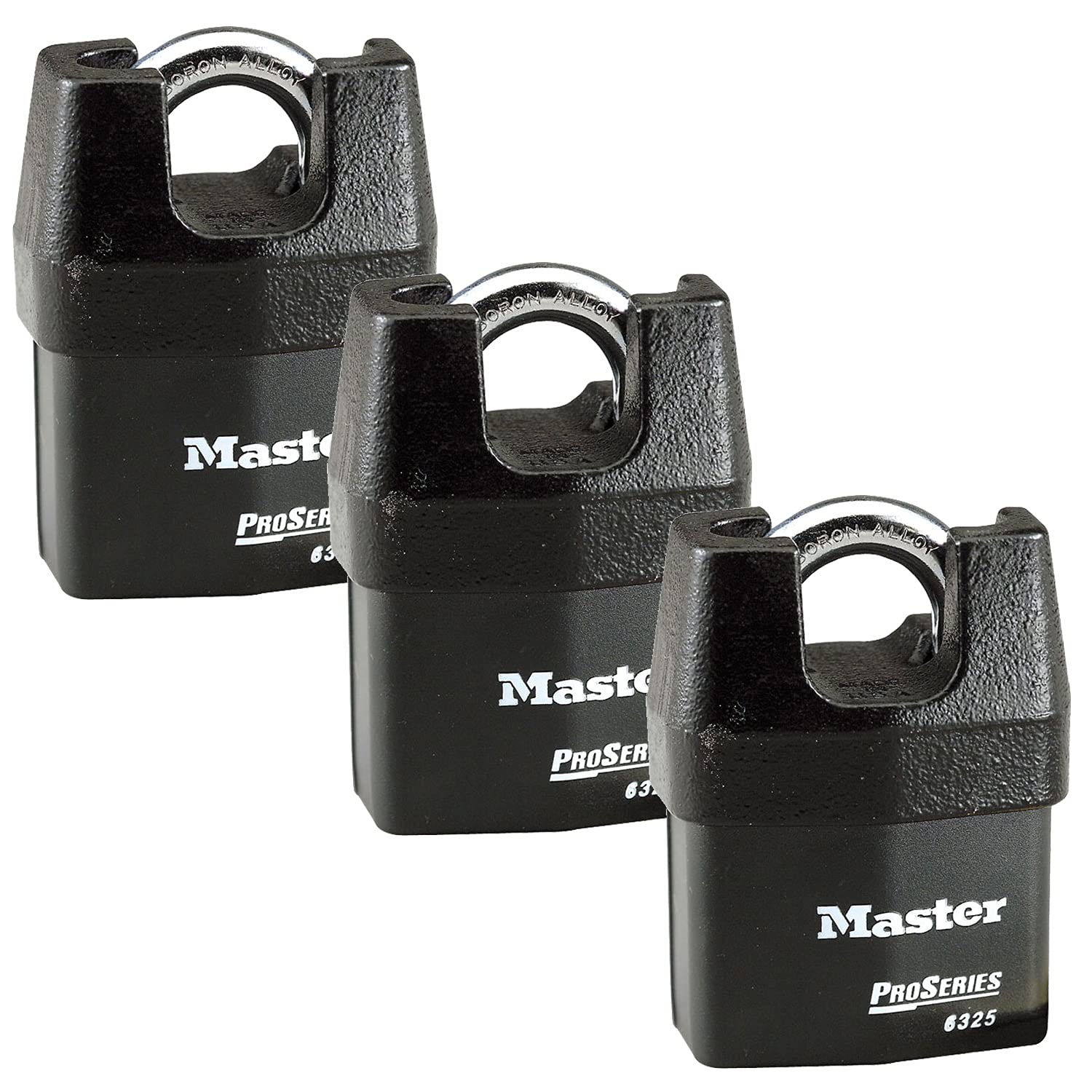Master Lock Pro Series 6325NKA-3 High Security Padlock (3-Pack) with BumpStop Technology - Heavy Duty Outdoor Use for Storage Units, Toolboxes & Sheds